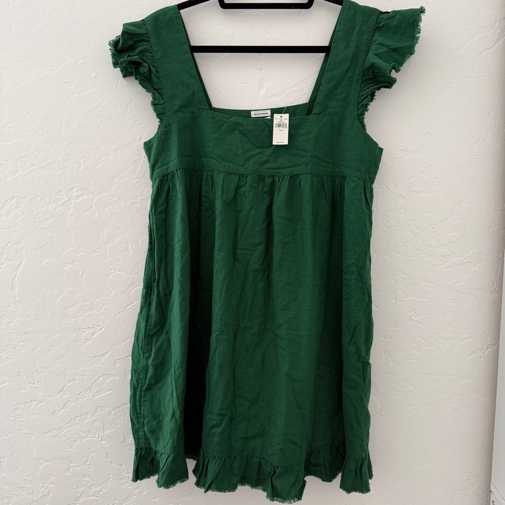 💚 American Eagle Green Ruffle Sleeve Babydoll Dress (Size L)
